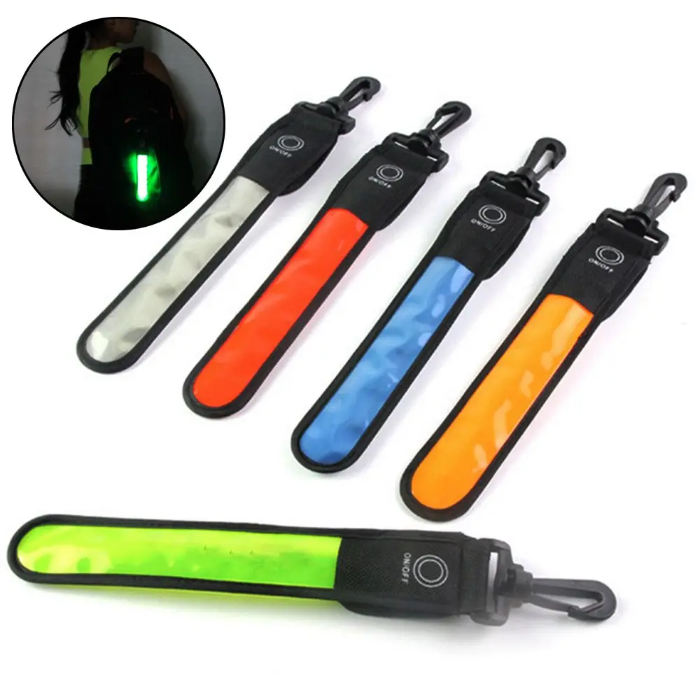 Bicycle Riding Wrist Support Flash Glowing Luminous Armband Arm Belt Band LED Reflective Light Backpack Hanging Lights