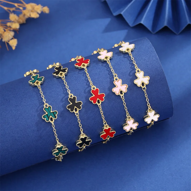 

Light luxury lucky flower three leaf clover bracelet for women, bangle