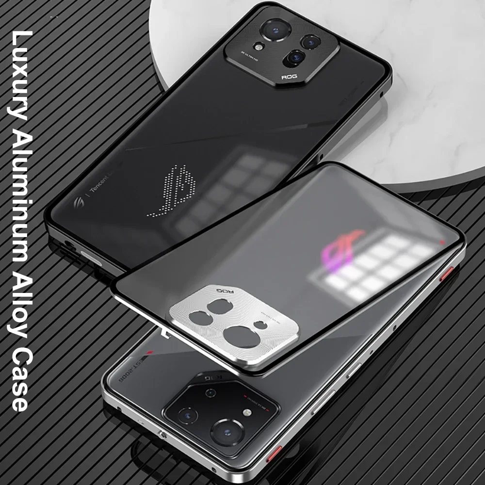 

Aluminum Alloy Frame + Acrylic Back Cover for Asus ROG Phone 8 Pro Rog 8 Case Metal Camera Lens Protector Game Key Fundas Capa