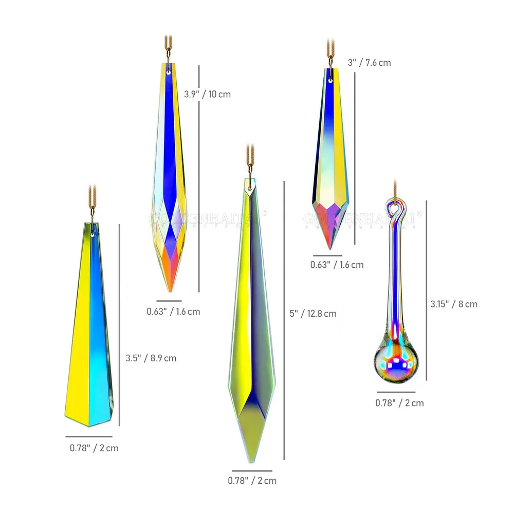 Camal 2Pcs 5Styles Crystal Icicle Drop AB-Color Hanging Prism Window Chandelier Parts DIY Home Wedding Garden Decor Accessories