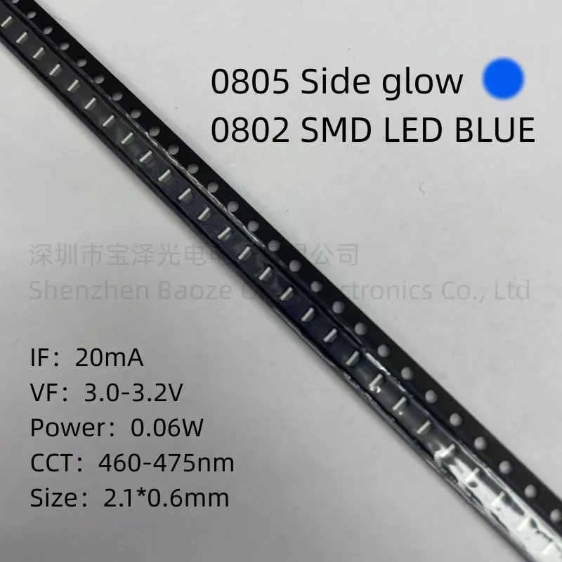 0802 Smd Led Blu 2.1*0.6Mm Perline Per Lampade Di Alta Qualità Ad Alta Luminosità 0805 Luminescenza Laterale