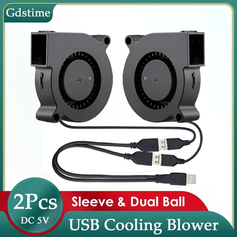 Gdtime-ventilador Radial Turbo 5015 dc 5v Usb 7530 Roteador sem Escova Cooler 12032 Bola Dupla 120 mm Ventilador Portátil Industrial Pcs