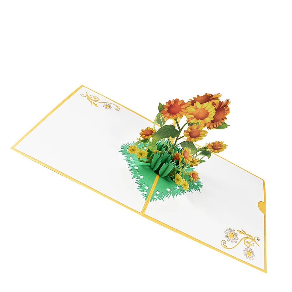 Lovely Blessing Cards 3D Sunflower Greeting Three-dimensional Birthday Appreciation