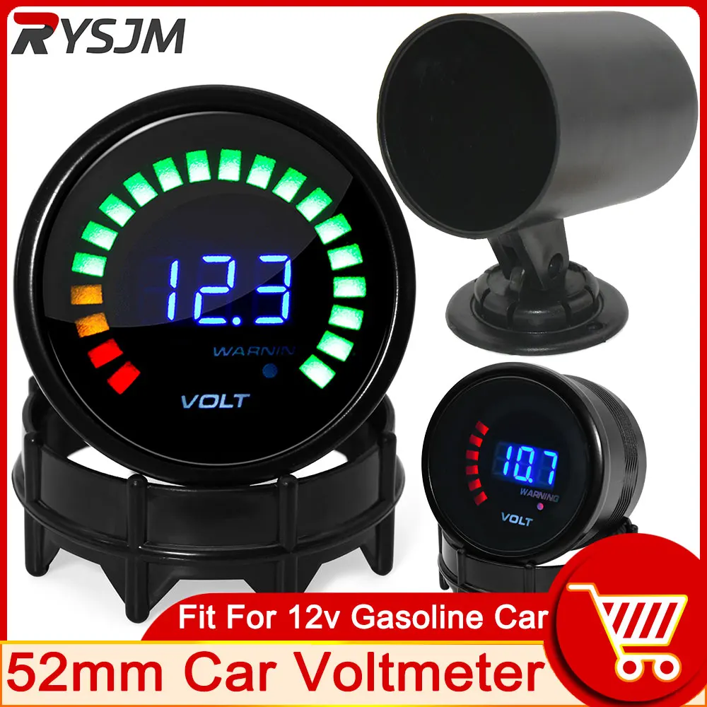 

HD 2 Inch 52mm 12V Car Digital Voltmeter Volt Gauge Meter 20 LED Black 8~18V Volts Volt Battery Tester Car Meter INSTRUMENT