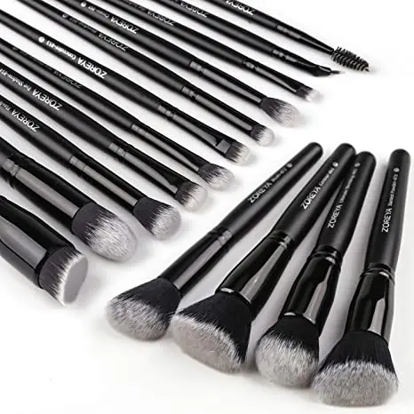 ZOREYA 15 Pcs Luxury Balck Makeup Brushes Set Tools Professional Brushes Foundation Powder Eyeliner Eyeshadow Make up Brushes 1