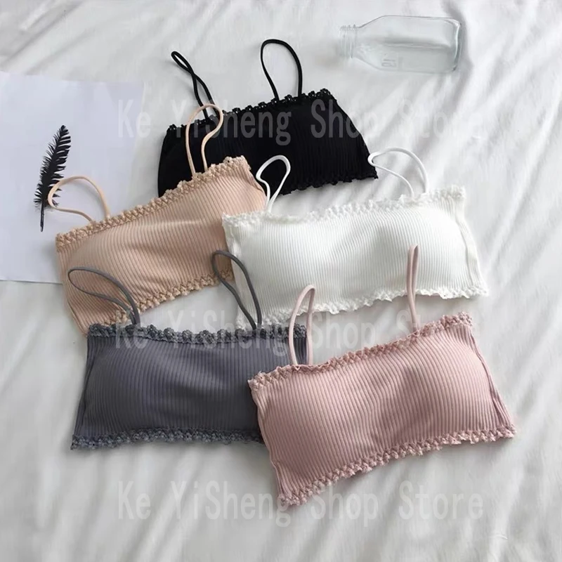 Women Lingerie Bra Cotton camisole top girl no underwire chest pad Adjustable to fit small chest vest wrap bra student bra