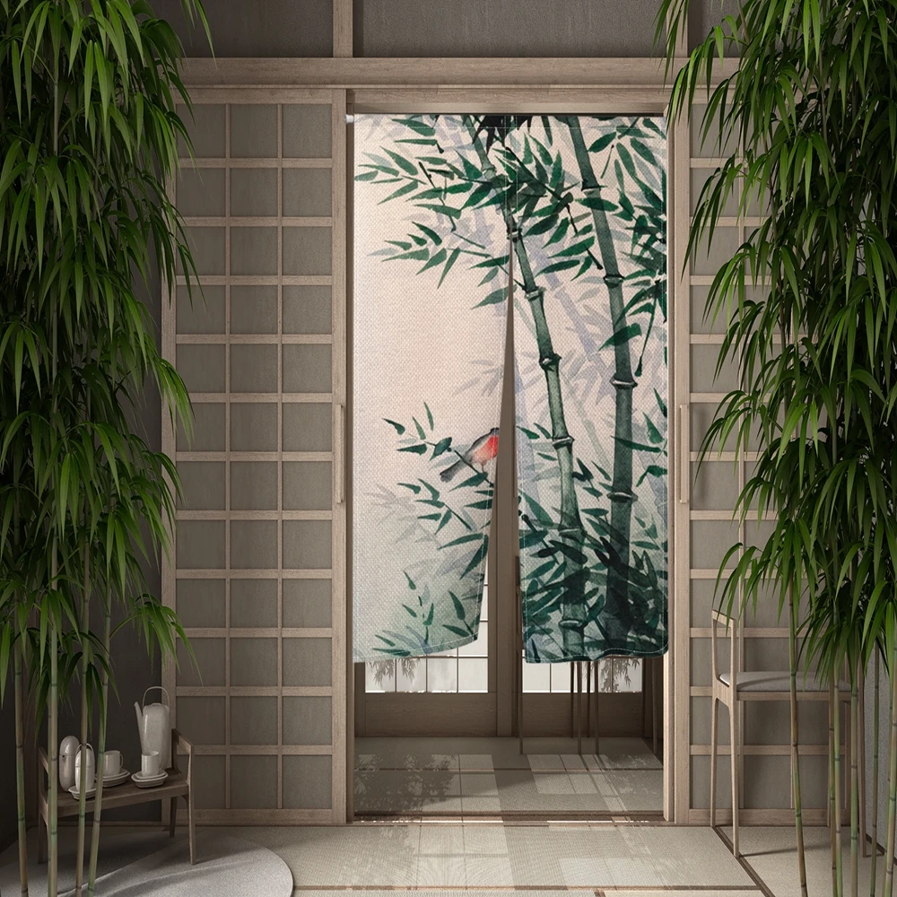Japonský bambus lotos dveře záclona noren feng shui dveře záclona ložnice kuchyň vstupné rozdělit prádlo kavárna polovina záclona