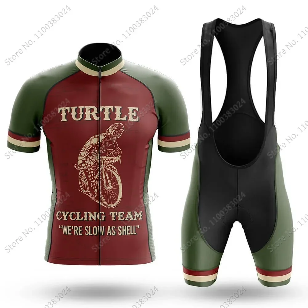 Slow-As-Shell Cycling Jersey Set Turtle Bicycle Clothing Summer Road Bike Shirts Suit Bicycle Bib Shorts MTB Ropa Maillot