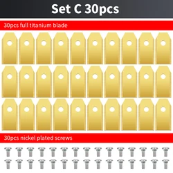 Golden Titanium-Plated Lawn Mower Blade - Durable and Precision-Cut for Automatic Lawn Care Machines (30pcs- Gold)