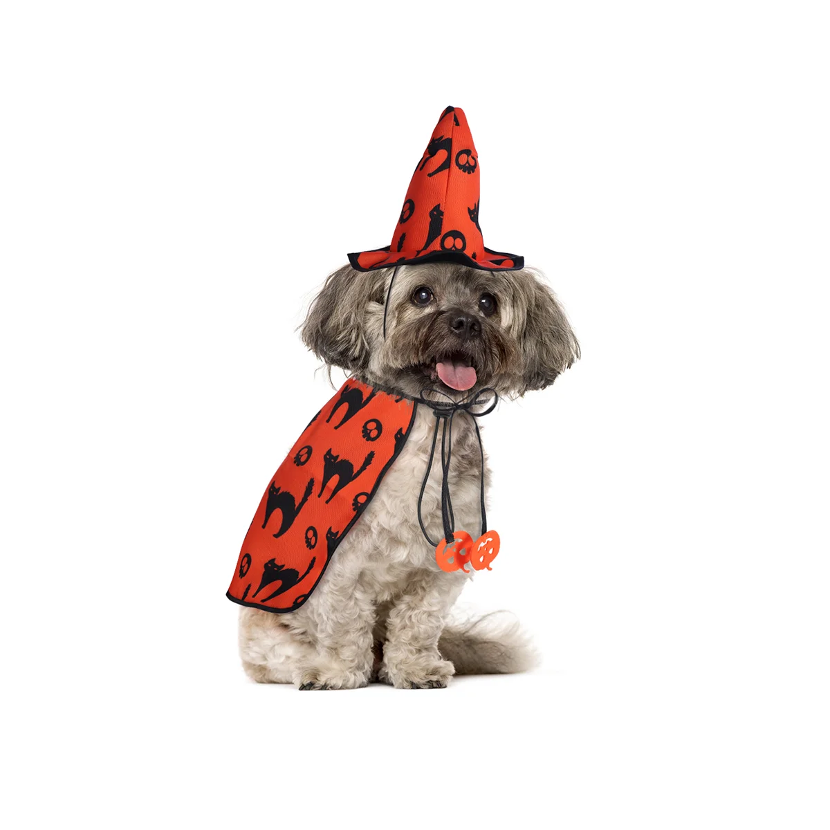 

Pet Cloak And Hat Kit Costume- Funny Cloak with Witch Hat, Costumes for Cats and Small Medium Dogs, Apparels Halloween