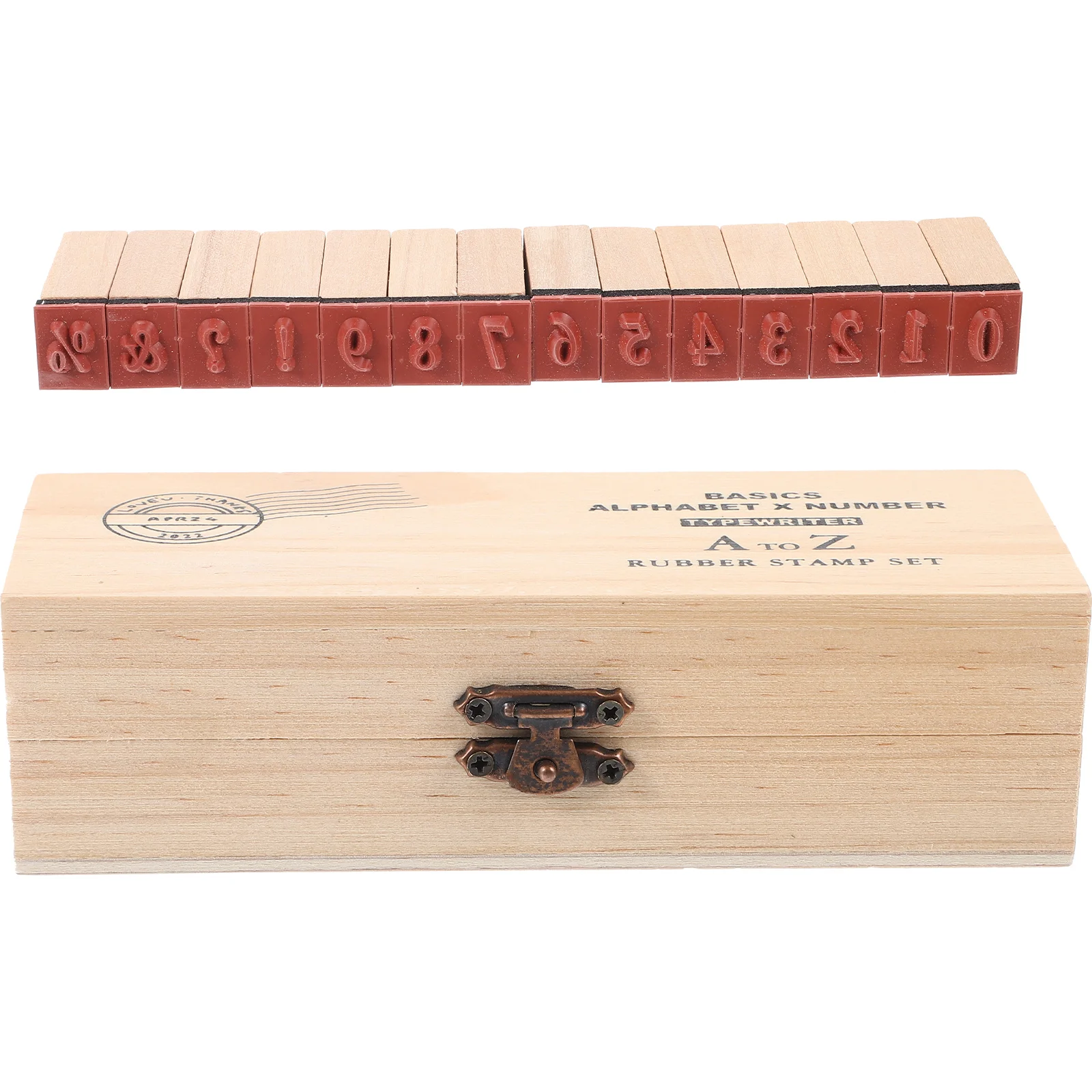 

Letter Stamp Rubber Set DIY Wooden with Storage Box (42 Pieces of Original Uppercase) Typewriter Stamps for Clay