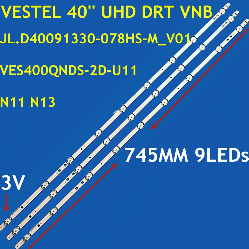 

745mm Led Backlight Strip 9 Lamp for Jl.d40091330-078as-m Ves400qnds-2d-u11 N11 N13 Lt-40c860 40c880 40c890 17db40h C40u446a