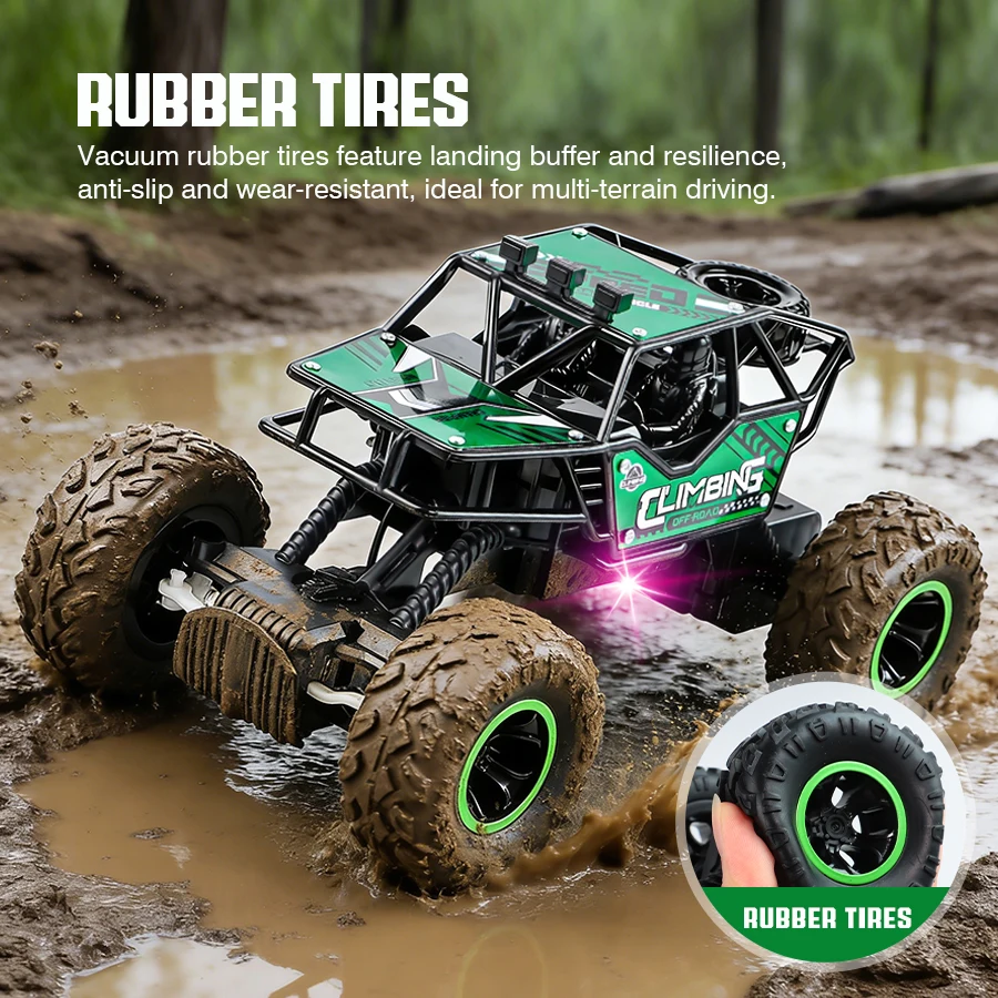 2.4G RC Alloy Off-Road Vehicle – Rechargeable Remote Control Racing Toy Car with Long-Distance LED Lights | Birthday Gift for Kids 4