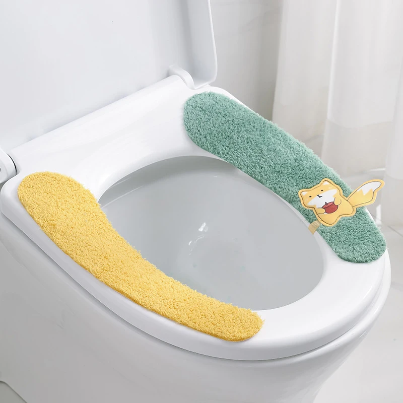 

Reusable Toilet Seat Cover Universal Toilet Seat Stickers With Handle Warm Cartoon Toilet Cushion Pad for Bathroom WC Washable