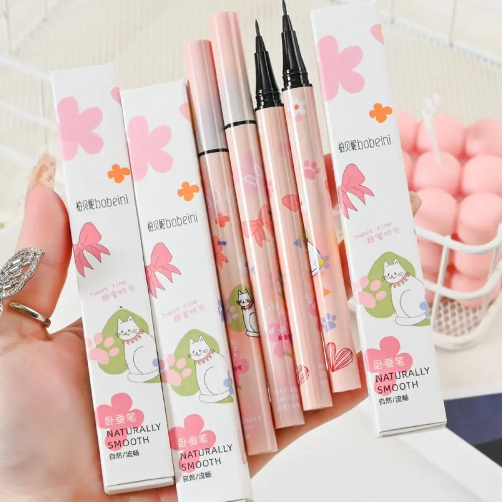 

Waterproof Quick Dry Liquid Eyeliner Pen Ultra-fine Matte Black Brown Lasting Lying Silkworm Eyeliner Pencil Eyes Makeup Tools