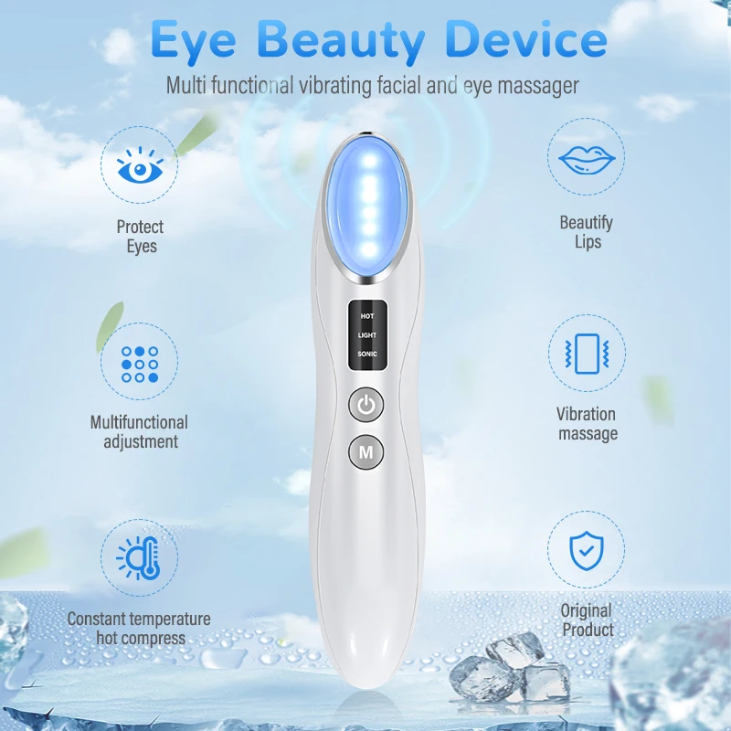 Eye massage introducer lightens dark circles eye bags eye pencil vibration heats IPL beauty device eye massager