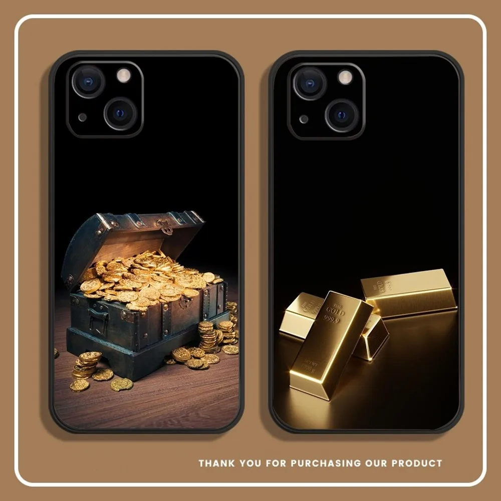 Custodia Per Telefono Gold Bar Per Iphone 14,13,12 Mini 11 Pro Xr,X,Xs,Max 6S,7,8 Plus Cover In Silicone Soft Black