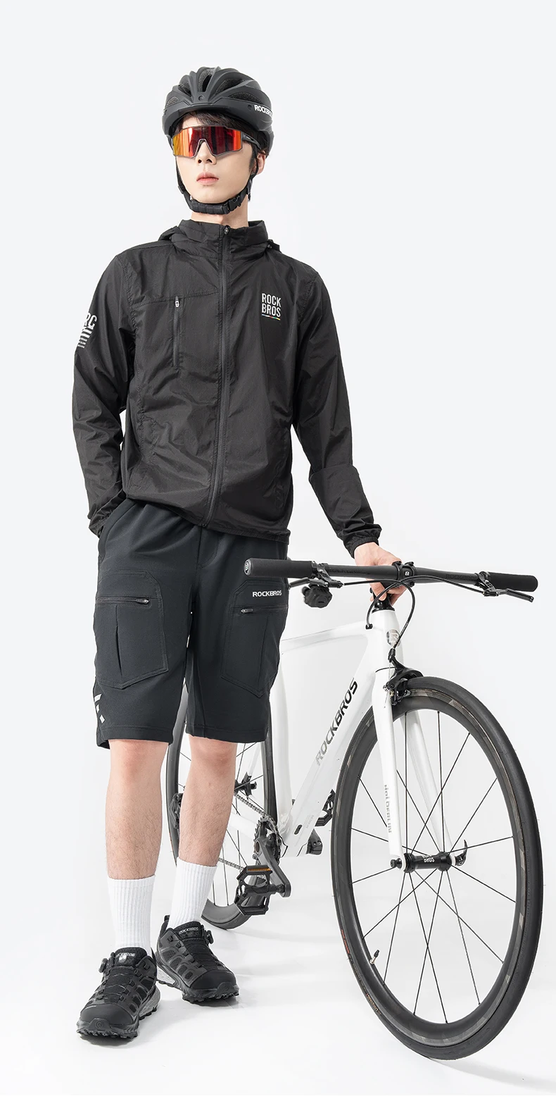 ROCKBROS ROAD TO SKY Fahrrad-Windjacke leichter atmungsaktiver Kapuzenpullover winddichter Fahrradmantel Kapuzenjacke Herren-Fahrradbekleidung – Detail 16