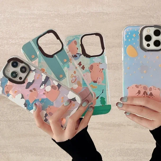 

Laser Acrylic Cartoon Capybara Phone Case Cover for IPhone 11 12 13 14 15 Pro Max Case for IPhone 15 Pro Max