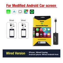 Carlinkit-adaptador inalámbrico para CarPlay con cable, Dongle automático, reproductor Android, Dongle, USB, compatible con asistente de voz, pantalla HD, manos libres