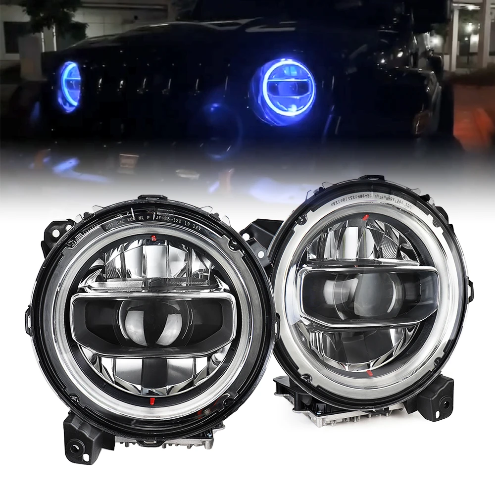9 Inch Led Headlights Hi/Low Beam Halo DRL Turn Signal Headlamp for