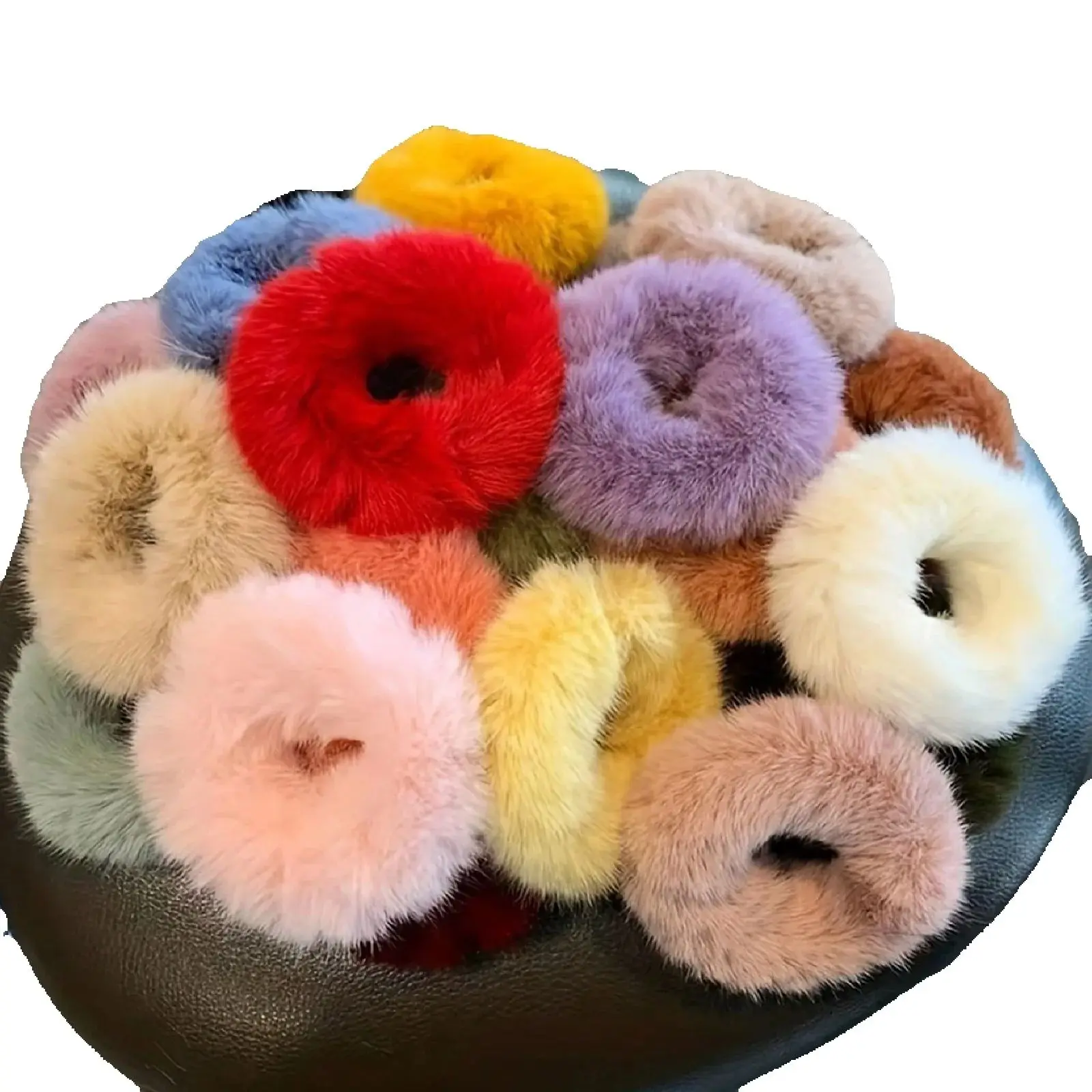 20 Stück farbige Plüsch-Haargummis für Damen, Haargummis, Haar-Accessoires, Haargummis für den täglichen Gebrauch in zufälligen Farben, lässiger Stil – Detail 6