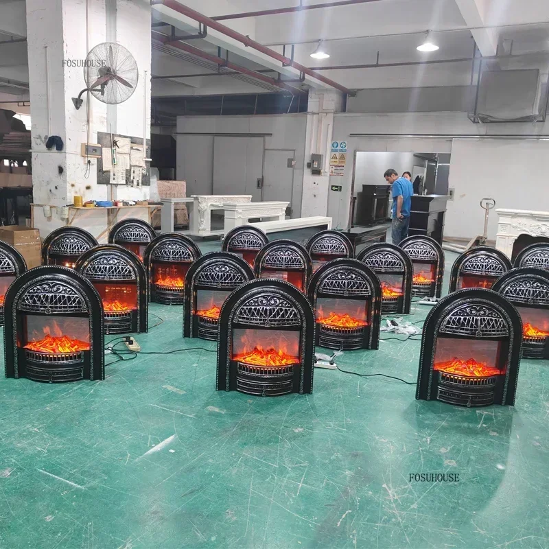 French Living Room Fireplace Ornamental Heating Cast Iron Arc Furnace Core European Luxury Simulation Flame Electric Fireplace A