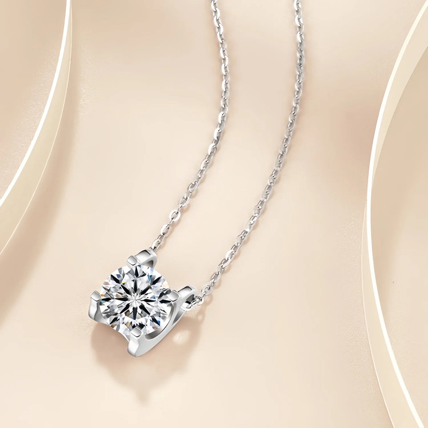 Moissanite Pendant Necklace for Women, 1-2CT 925 Sterling Silver D Color Necklace with Certificate of Authenticity