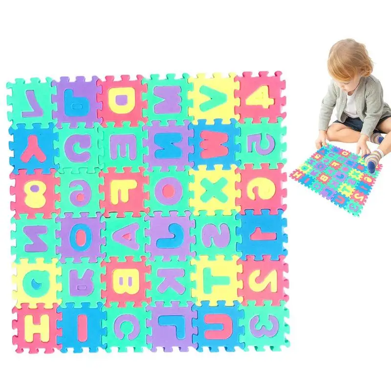 36pcs Number Alphabet Letter 3D Puzzle Floor Mat Baby Crawling Foam Carpet Mats Colorful Kids Play Intellectual Educational Toys fairy tale sticker book all 12 volumes 3 6 years old baby intellectual development book attention concentration training