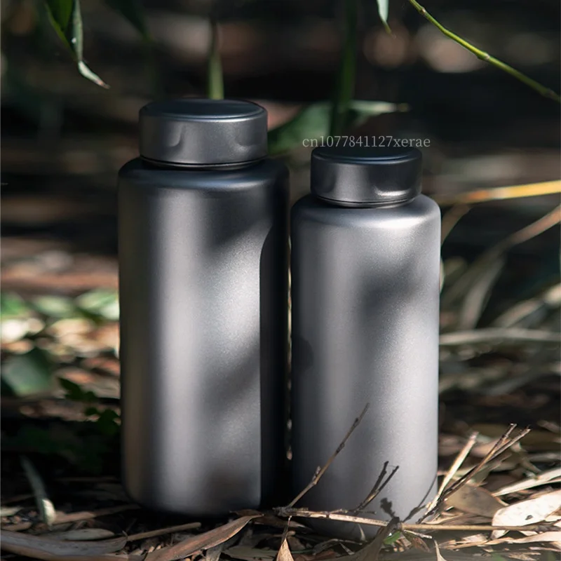 Outdoor Pure Titanium Large Caliber Sports Bottle 700ml/1000ml Camping Portable Light Bottle Picnic Single-layer Water