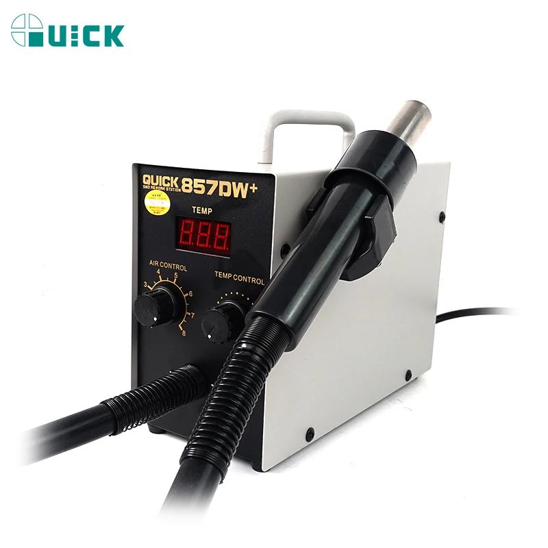 QUICK 857DW+ Bga Rework Station 580W Hot Air Gun Station with Heater SMD Rework Soldering