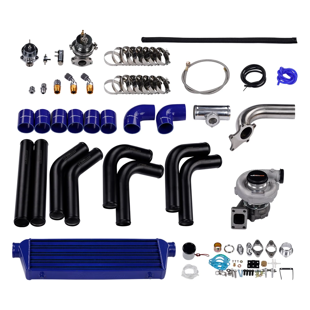 

T3/T4 T04E Universal Turbo Charger Kit & WASTEGATE & INTERCOOLER PIPE PIPING BOV wastegate turbocharger kit 500HP