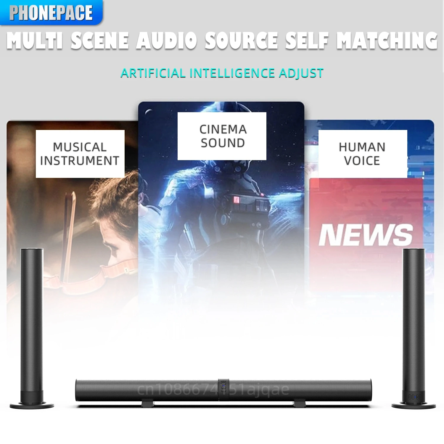 PHONEPACE TV Sound Bars Detachable 2 in 1 Bluetooth 5.3 2.2 Channel TV Speaker for Surround Sound System Optical/Aux/USB