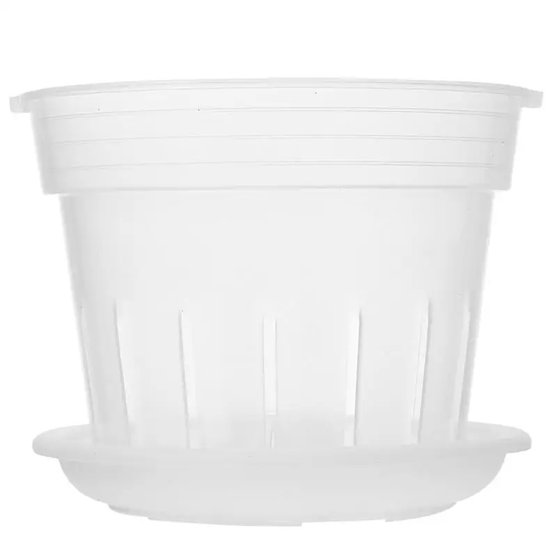 1 Set Desktop Flower Pot With Tray Plastic Flowerpot Base Indoor Plant Nursery Cups Garden Planting Orchid Planter |