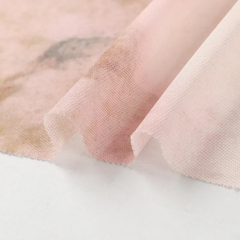 Spring Summer New Printed Cloth Women's Clothing Shirt Dress Hollow Breathable Knit Net Cloth Chinese Style Fabric For Wardrobe