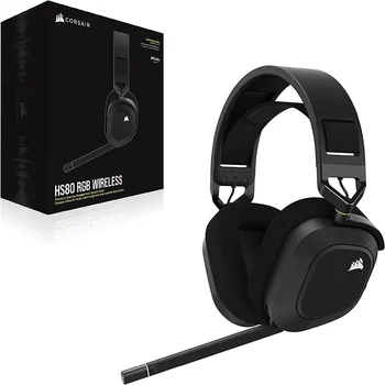 커세어 HS80 RGB 무선 프리미엄 게임용 헤드셋, 공간 오디오 포함, 맥, PC, PS5, PS4-카본, 화이트