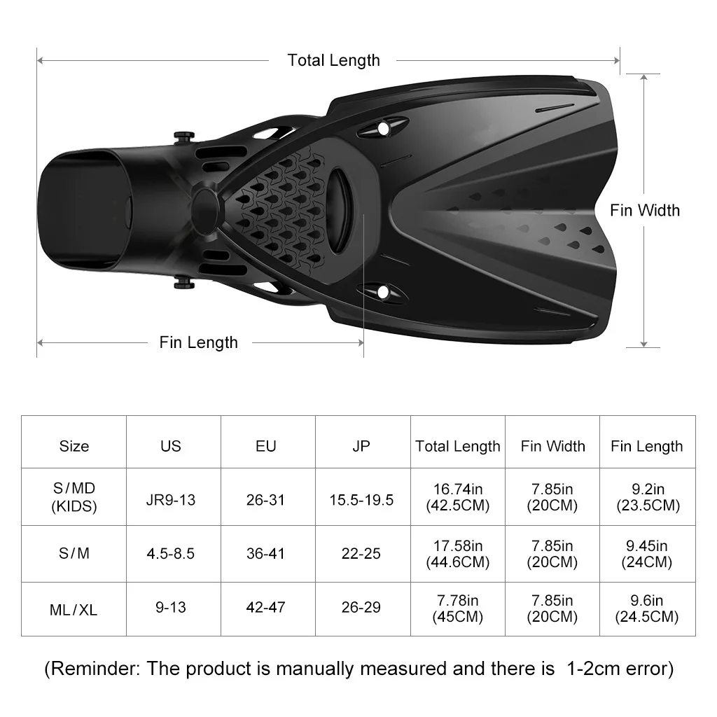Men Women Adjustable Short Snorkel Foot Swimming Flippers Fins Beginner Water Sports Equipment Portable Diving Flippers 4