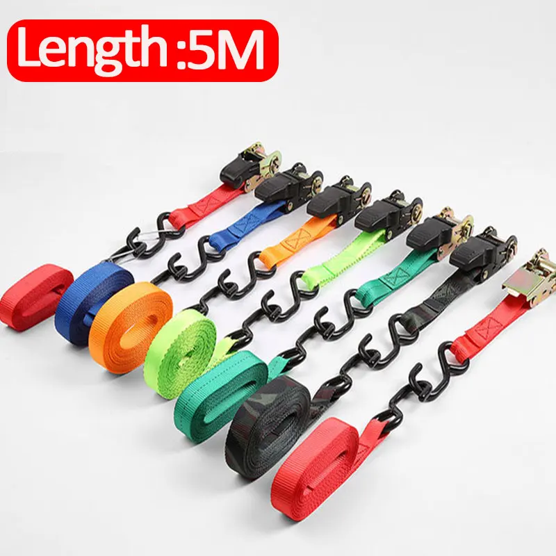 5M Car Motorcycle Cargo Strap Tension Rope Tie Down Strap Strong Ratchet Belt for Luggage Bag Lashing Rope elastic bands