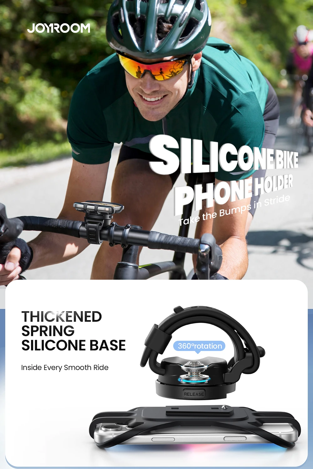 Joyroom Silikon-Fahrrad-Handyhalterung Universelle Handy-Fahrrad-Motorrad-Halterung für 4-7 Zoll Smartphones Lenkerhalterung JR-ZS582 – Detail 1