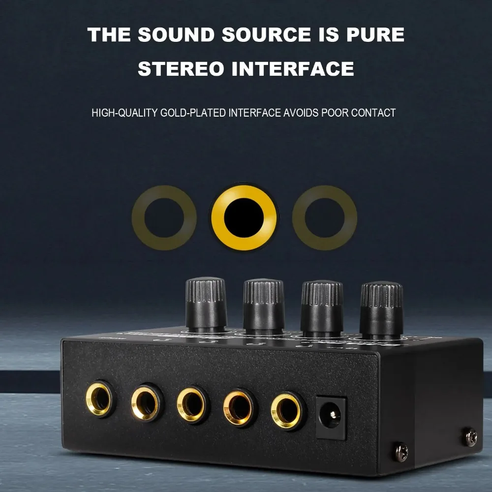 4 Channels Mini Stereo Headphone Amplifier HA400 Audio Amplifier With Power Adapter EU US Plug Adapter