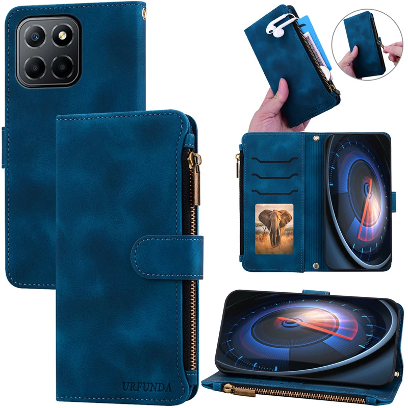 Leather Flip Cover Zipper Wallet Case - Elegant and Functional Design