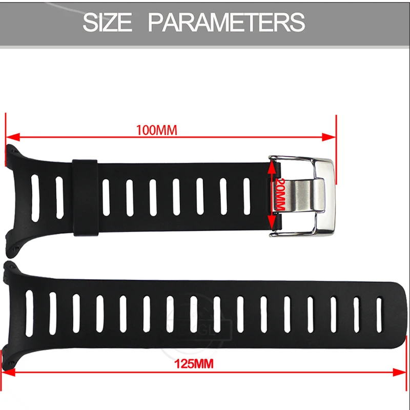 Cinturino Di Ricambio In Gomma Per Suunto T1, T3, T4 E Serie T (Nero) - Morbido E Regolabile Con Strumenti Inclusi - 2