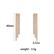  Luxury Blingbling Christmas Party Jewelry 3A Zircon Tassel Chain Stud Earrings For Women Stainless Steel Waterproof Earring 