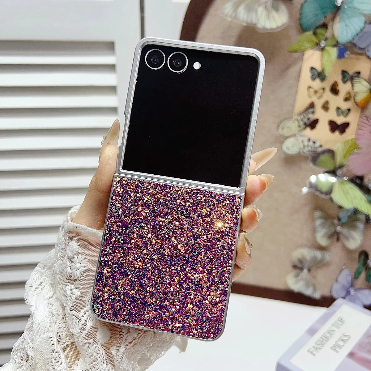 Elegant Silver Frame Bling Diamond Glitter Protective Phone Cover