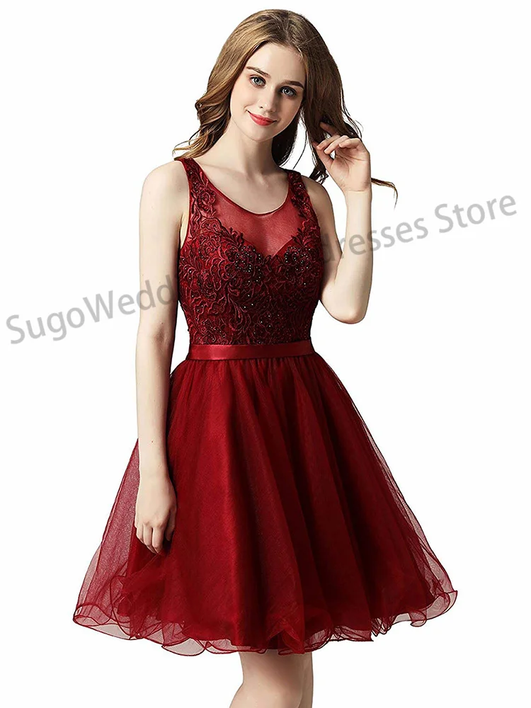 

Mini Short Homecoming Dresses Tulle Formal Cocktail Dresses Girls Birthay Party Evening Prom Gowns Appliques Beads Free Shipping