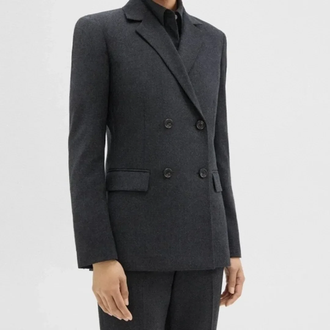 

Женский двубортный Блейзер темно-серого цвета, официальная одежда, весна 2024