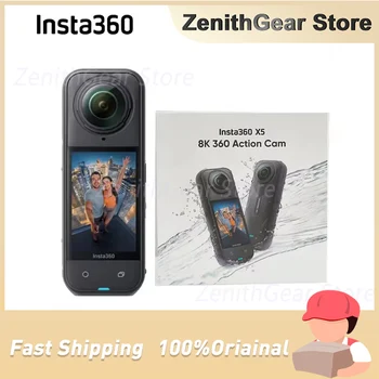 Fotocamera Insta360 X5 -8K Fotocamera d'azione 360 impermeabile con sensori 1/1,28" 48MP, video HDR 8K 360, viaggi sportivi con foto da 72MP 360,