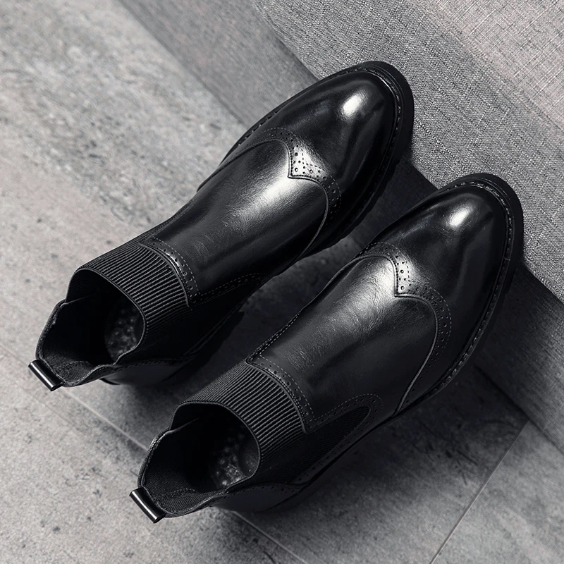 

Men Party Cowboy Boots 2024 New Men Classic Boots Luxury Pointed Winter Boots Men Slip-On Ankle Boots Original Male Dress Shoes