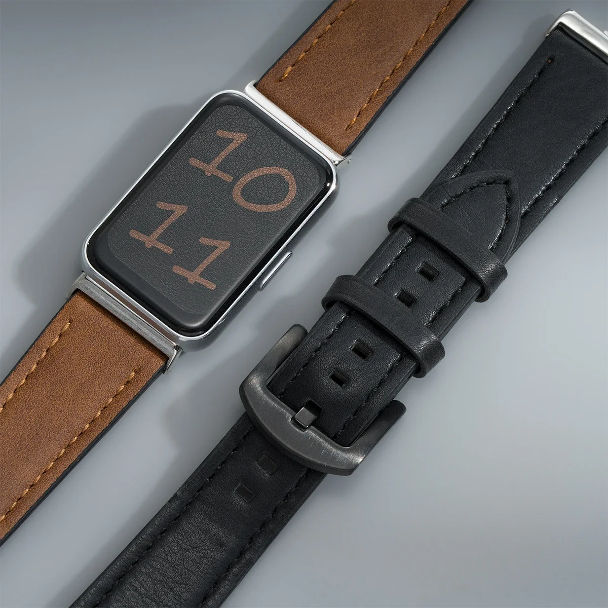 Premium Leather Strap Replacement Wristband for Smartwatch Fitness Trackers