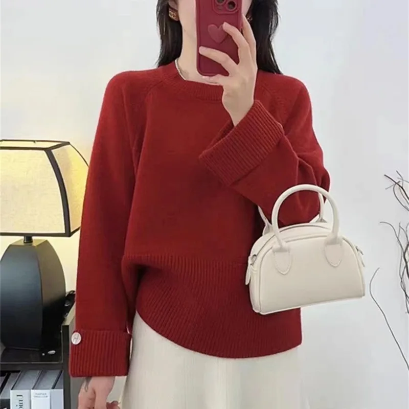 Women Casual Solid Color Knitted Sweater